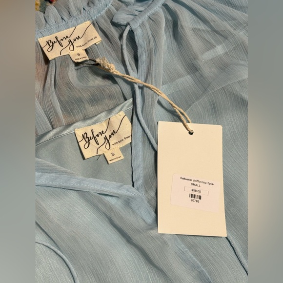 Before You Collection | NWT Saltwater chiffon top 2 piece Small baby blue - Picture 3 of 7
